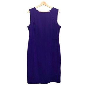Talbots Purple Sheath Dress Sleeveless Midi Length Size 12 Career Office Church